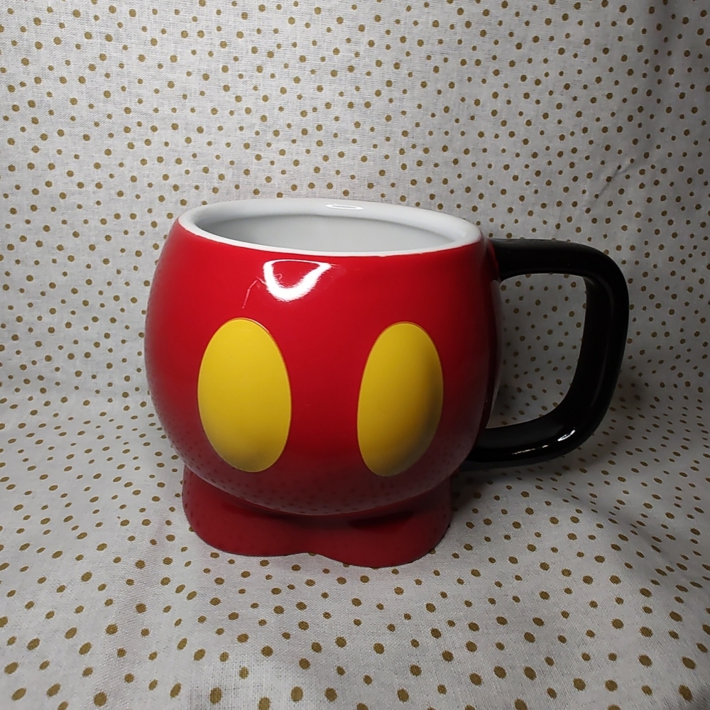 Disney Store Exclusive Mickey Mouse Pants Red Yellow Coffee Mug Cup HTF